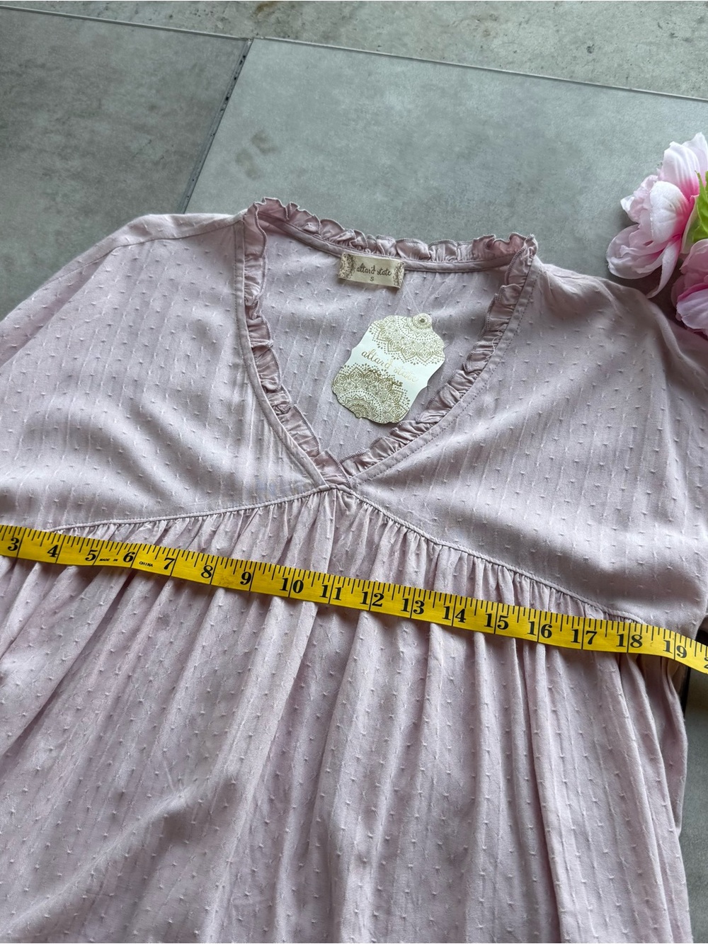 Altar’d state blouse Small light Pink Empire waist   Long Balloon Sleeves NWT - Picture 4 of 10